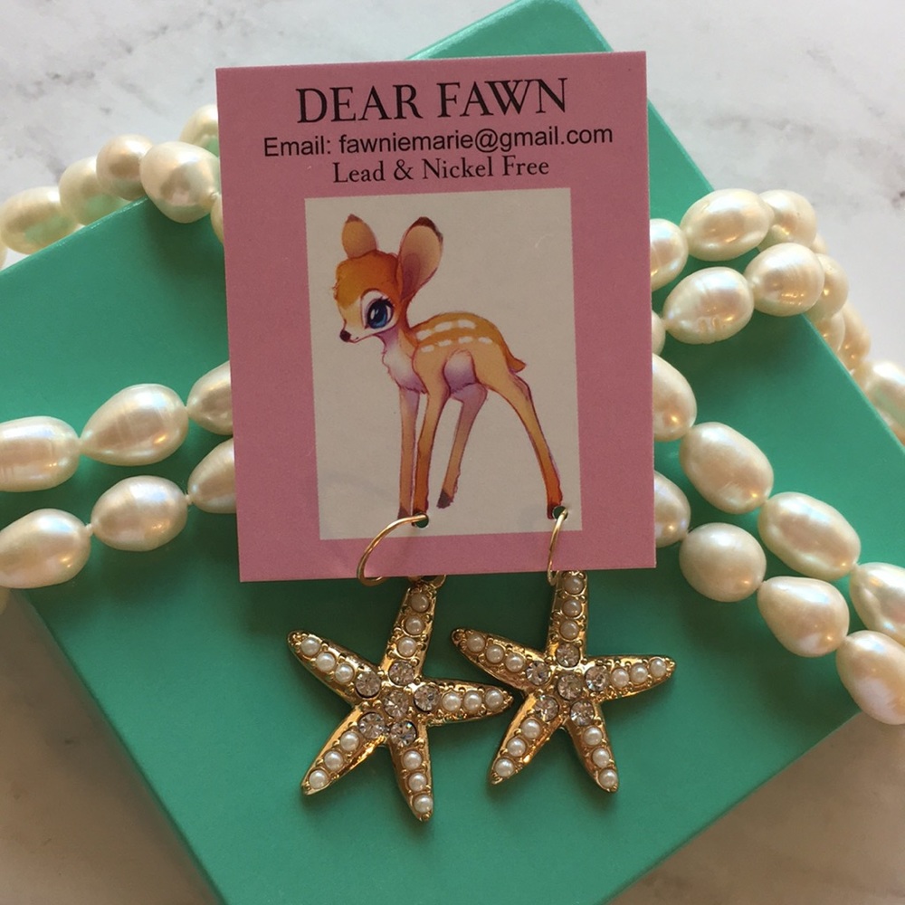 New Gold Sea Star Earrings with Lead & Nickel Free Gold plated Brass Earrings